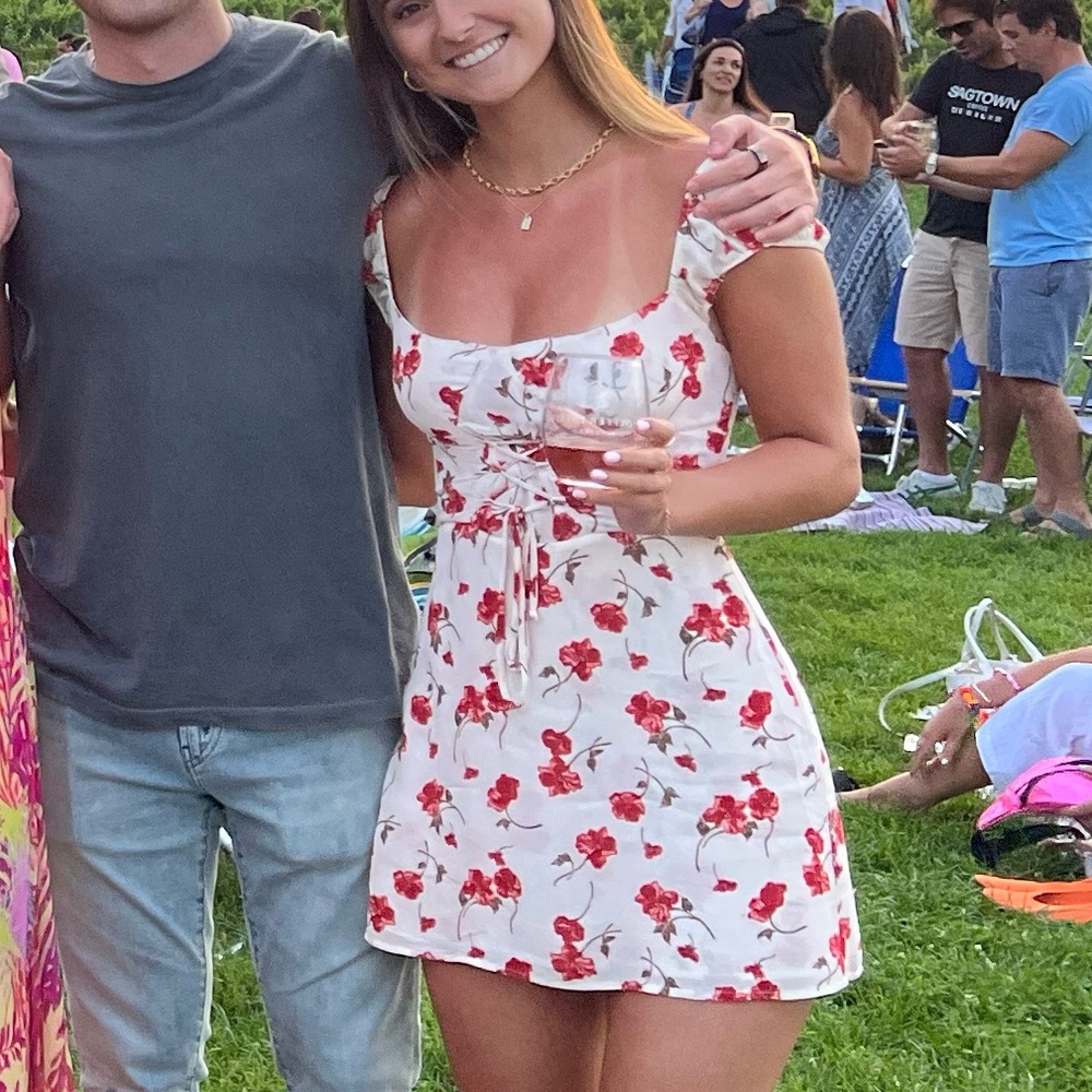 Reformation Red Floral Dress